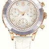 Women'S Swarovski | Swarovski Octea Chrono (37Mm) White Dial / White Leather Strap