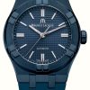 Men'S Maurice Lacroix | Maurice Lacroix Aikon Pvd Midnight Blue Limited Edition (39Mm) Blue Fume Clous De Paris Dial / Blue Rubber Strap