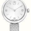 Women'S Swarovski | Swarovski Women'S Illumina (27Mm) Silver Dial / Crystal Set Stainless Steel Bracelet