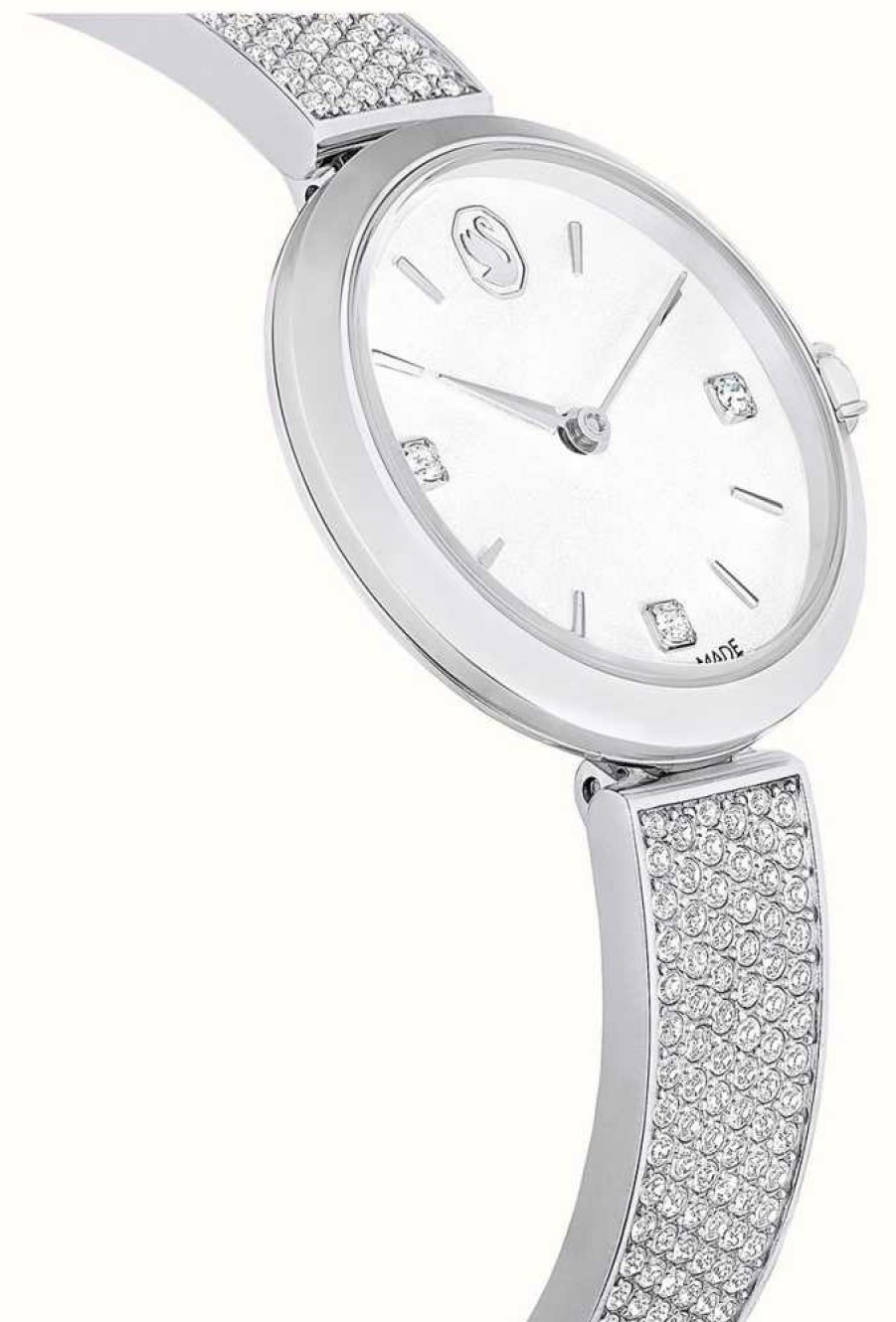 Women'S Swarovski | Swarovski Women'S Illumina (27Mm) Silver Dial / Crystal Set Stainless Steel Bracelet