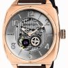 Men'S Briston | Briston Streamliner Skeleton Auto | Rose Gold Ip | Brown Leather Ex-Display