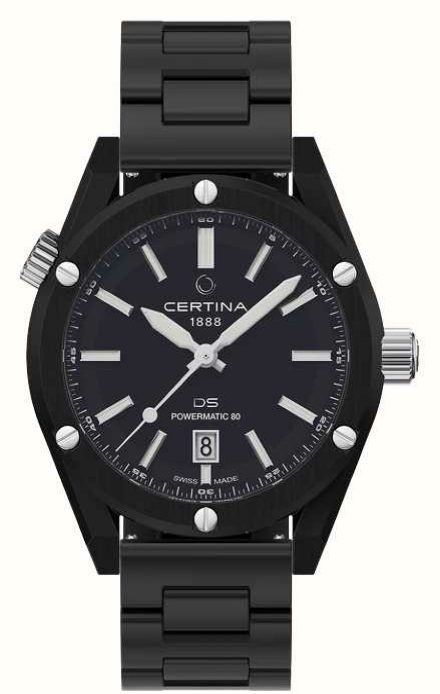 Men'S Certina | Certina Ds+ Automatic Set (37.4Mm) Black Dial / Interchangeable Bezel And Quick-Release Straps