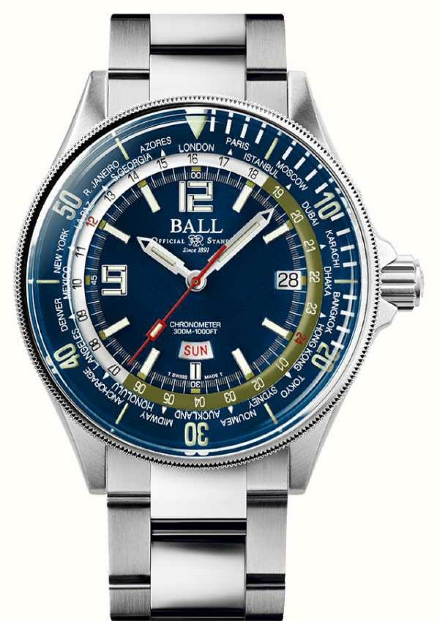 Men'S Ball Watch Company | Ball Watch Company Ex-Display Engineer Master Ii Diver Worldtime | Blue Dial | 42Mm