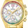 Women'S Festina | Festina Womens Gold Bracelet Boyfriend Chronograph