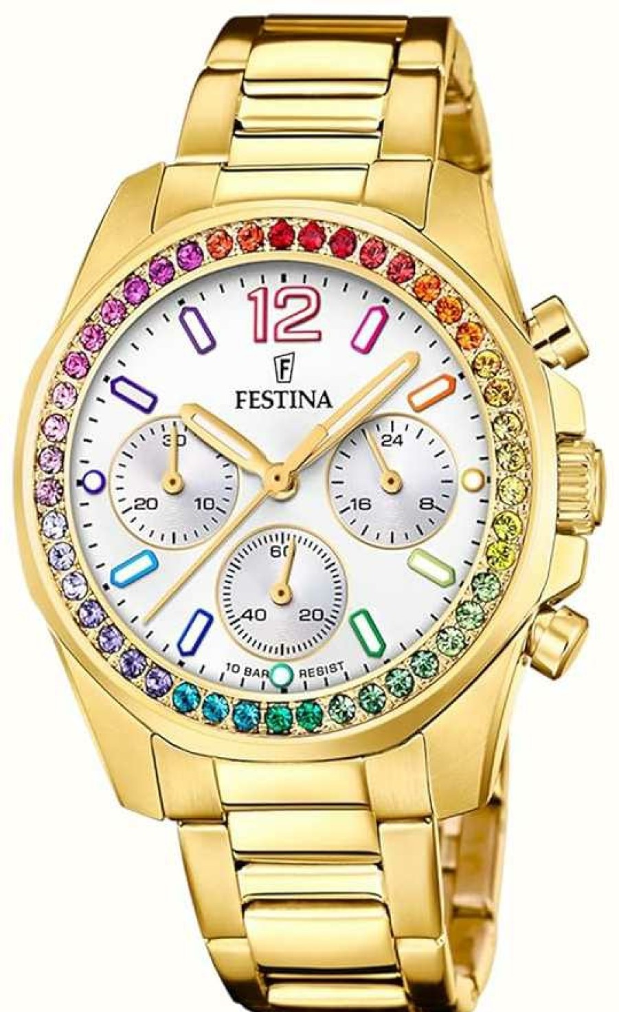 Women'S Festina | Festina Womens Gold Bracelet Boyfriend Chronograph