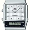 Women'S Casio | Casio Vintage Dual-Display (32.1Mm) White Dial / Stainless Steel Ex-Display