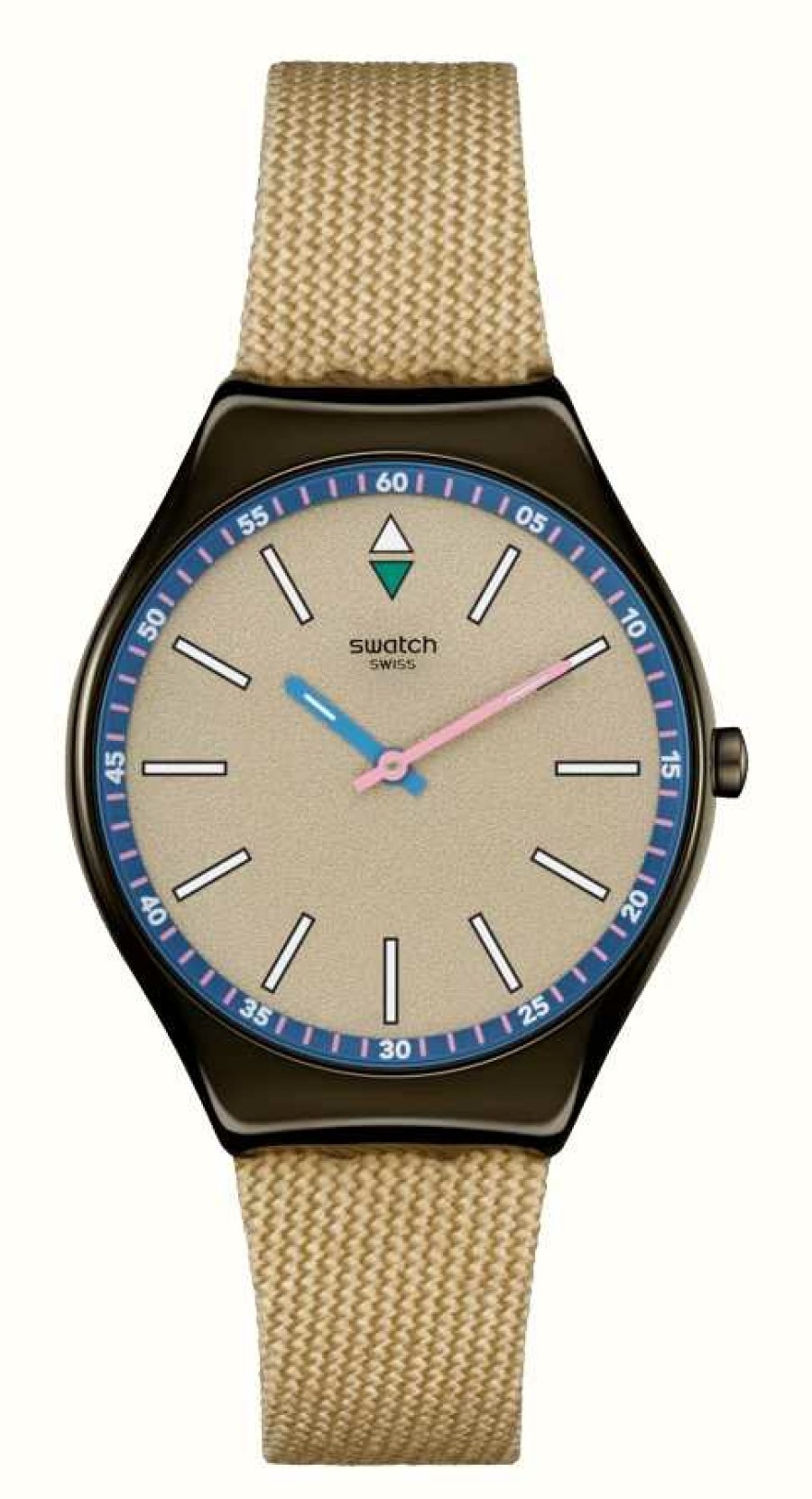 Men'S Swatch | Swatch Sunbaked Sandstone (38Mm) Beige Dial / Beige Textile Strap