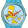 Men'S Swatch | Swatch X The Simpsons Angel Bart (34Mm) Simpsons-Printed Dial / Blue Patterned Silicone Strap