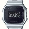 Women'S Casio | Casio Vintage Retro Illuminator (36.3Mm) Digital Dial / Stainless Steel Ex-Display