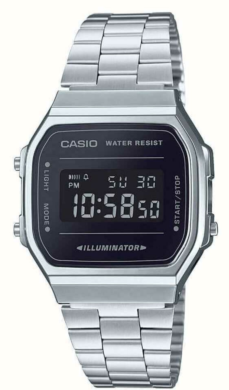 Women'S Casio | Casio Vintage Retro Illuminator (36.3Mm) Digital Dial / Stainless Steel Ex-Display