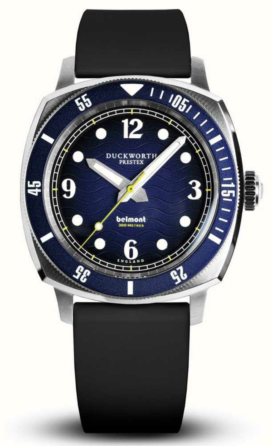 Men'S Duckworth Prestex | Duckworth Prestex Men'S Belmont (42Mm) Blue Dial / Black Rubber Strap