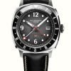 Men'S Duckworth Prestex | Duckworth Prestex Men'S Rivington Gmt (42Mm) Black Dial / Black Leather Strap