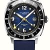 Men'S Duckworth Prestex | Duckworth Prestex Rivington Gmt (42Mm) Blue Dial / Blue Rubber Strap