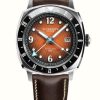 Men'S Duckworth Prestex | Duckworth Prestex Rivington Gmt (42Mm) Orange Dial / Brown Leather Strap