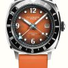 Men'S Duckworth Prestex | Duckworth Prestex Rivington Gmt (42Mm) Orange Dial / Orange Rubber Strap