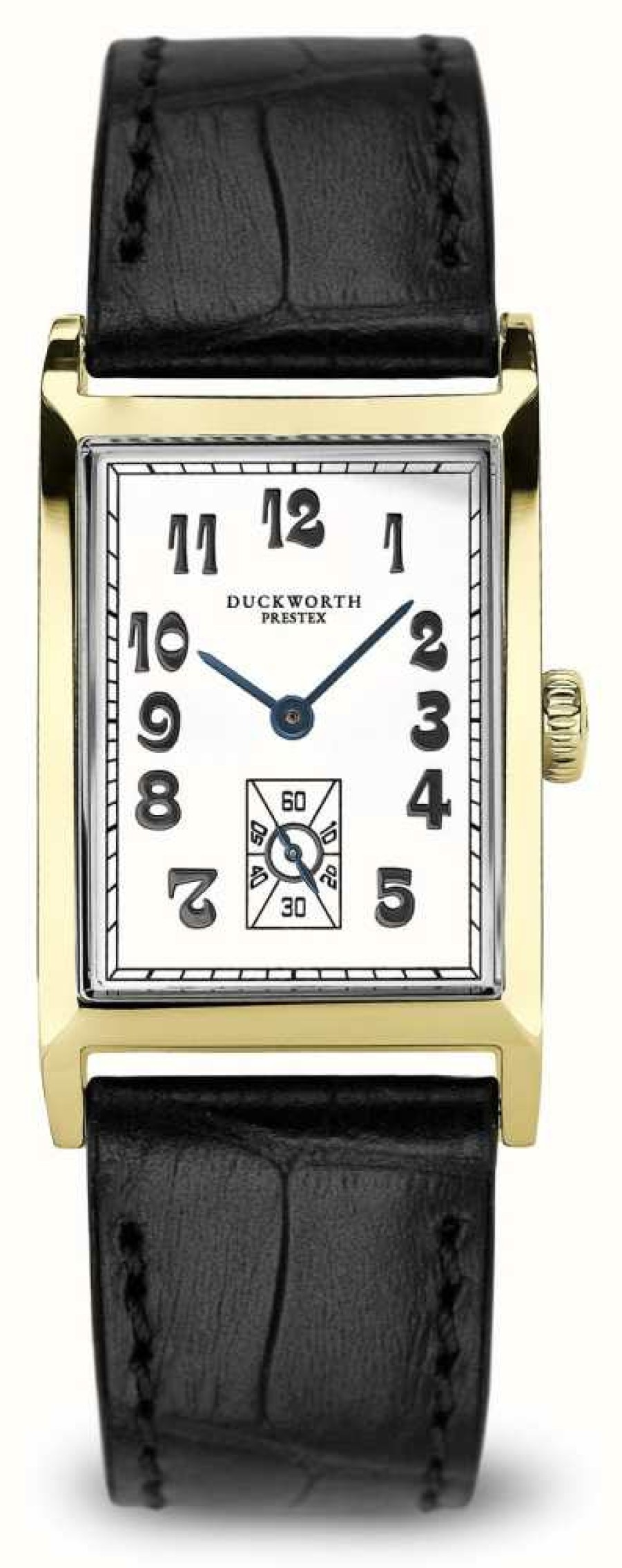 Women'S Duckworth Prestex | Duckworth Prestex Centenary 18Ct Gold Limited Edition (24Mm) White Rectangular Dial / Black Leather Strap