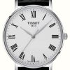 Men'S Tissot | Tissot Men'S Everytime (40Mm) Silver Dial / Black Leather Strap