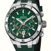 Men'S Festina | Festina Men'S Chrono Bike 2024 (44.5Mm) Green Dial / Green Rubber Strap