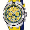 Men'S Festina | Festina Men'S Chrono Bike 2024 (44.5Mm) Yellow Dial / Yellow Rubber Strap