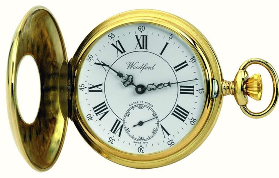 Men'S Woodford | Woodford | Half Hunter | Gold Plated | Pocket Watch