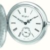 Men'S Woodford | Woodford Sterling Silver Open Case White Dial Mechanical Pocket Watch