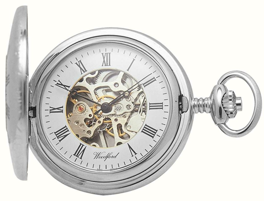 Men'S Woodford | Woodford | Half Hunter | Chrome Plated | Skeleton | Pocket Watch