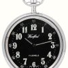 Men'S Woodford | Woodford Mechanical Open-Faced Pocket Watch Stainless Steel Black Dial