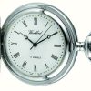 Men'S Woodford | Woodford Chrome White Dial Half Hunter Mechanical Pocket Watch