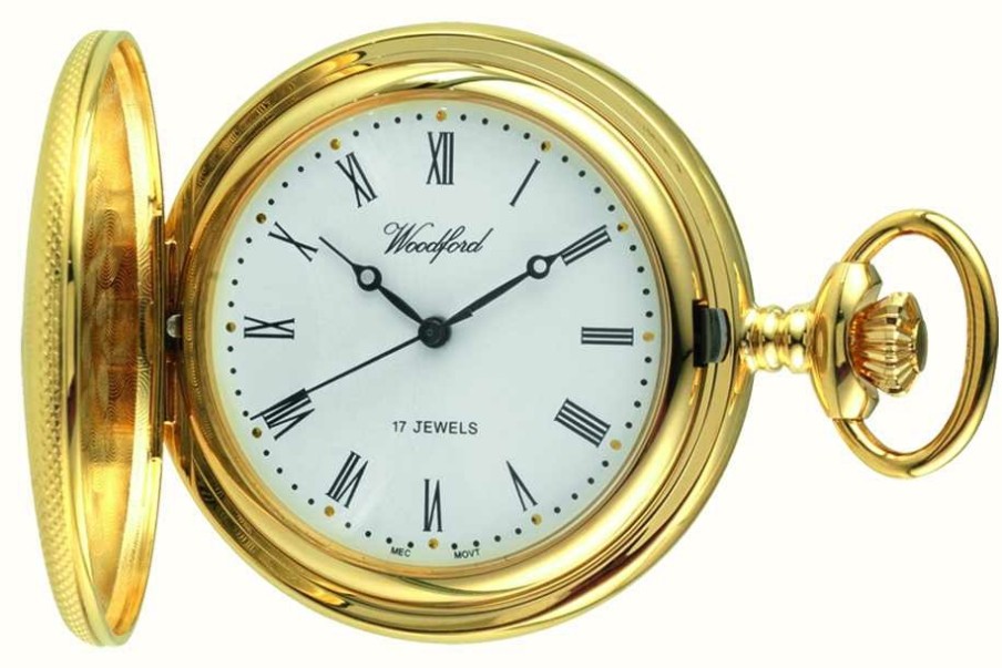 Men'S Woodford | Woodford Men'S Mechanical Gold-Plated Pocket Watch