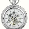 Men'S Woodford | Woodford Stainless Steel Half Hunter Flower-Design Pocket Watch