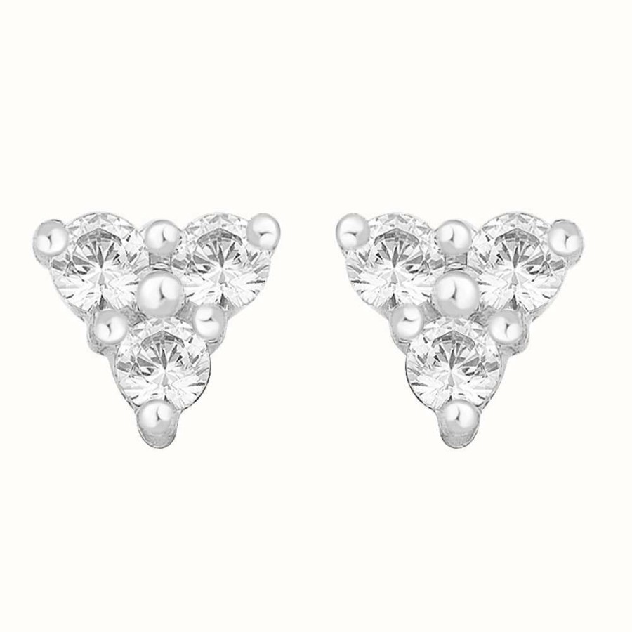 Jewelry Perfection Crystals | Perfection Crystals Triangular Trilogy Stud Earrings (0.25Ct)