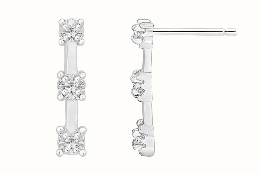 Jewelry Perfection Crystals | Perfection Crystals Graduating Trilogy Bar Studs (0.05Ct)