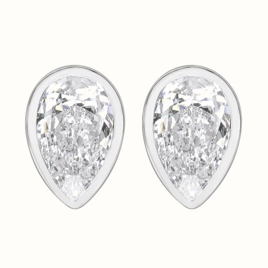 Jewelry Perfection Crystals | Perfection Crystals Single Stone Rubover Pear Stud Earrings (1.50Ct)