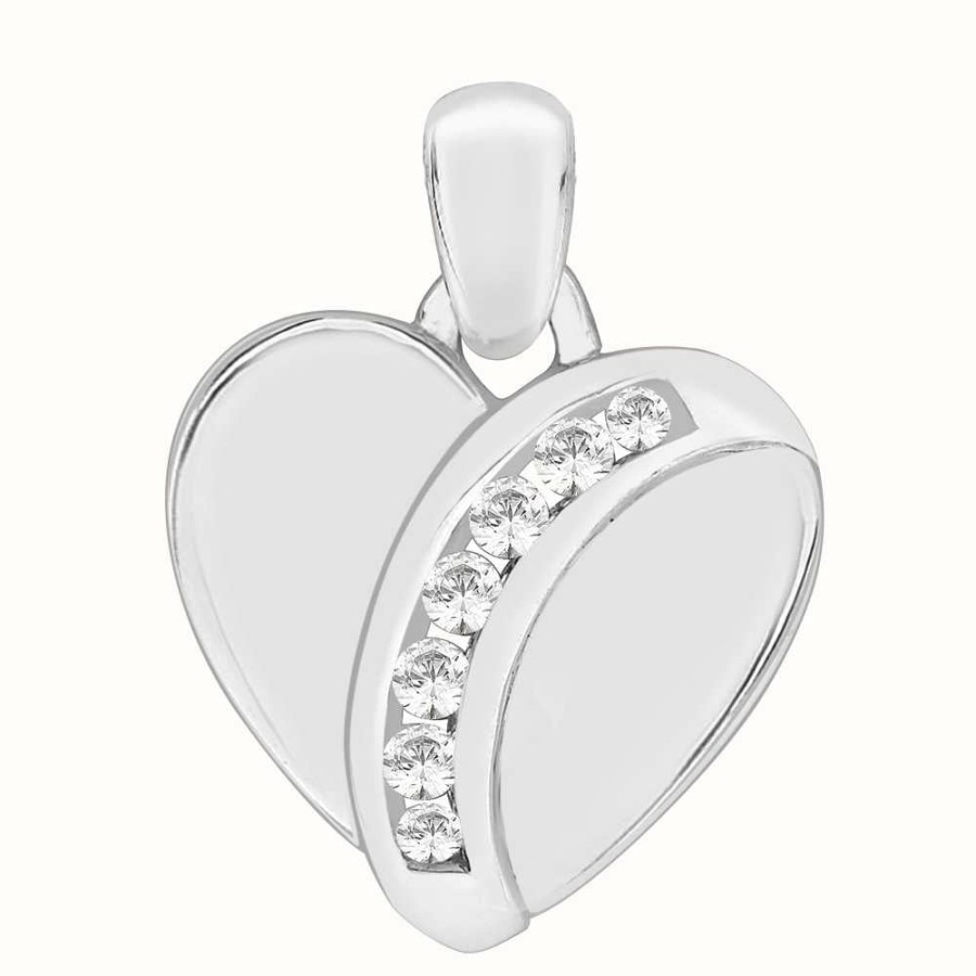 Jewelry Perfection Crystals | Perfection Crystals Heart Pendant With Curved Channel Setting (0.15Ct)