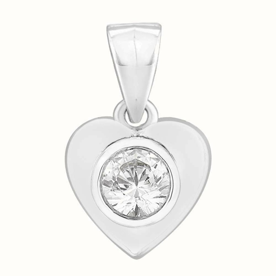 Jewelry Perfection Crystals | Perfection Crystals Single Stone Rubover Heart Pendant (0.25Ct)