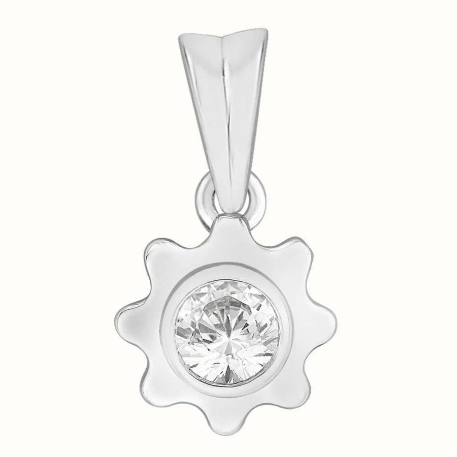 Jewelry Perfection Crystals | Perfection Crystals Single Stone Rubover Cog Pendant (0.25Ct)