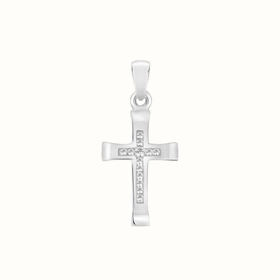 Jewelry Perfection Crystals | Perfection Crystals Channel Set Cross Pendant (0.10Ct)