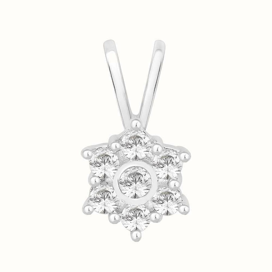 Jewelry Perfection Crystals | Perfection Crystals Seven Stone Flower Cluster Pendant (0.40Ct)