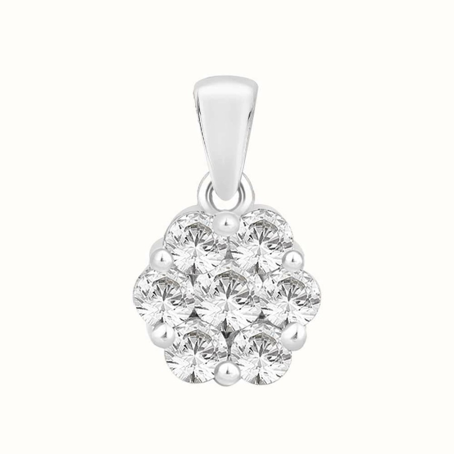 Jewelry Perfection Crystals | Perfection Crystals Seven Stone Round Cluster Pendant (0.45Ct)