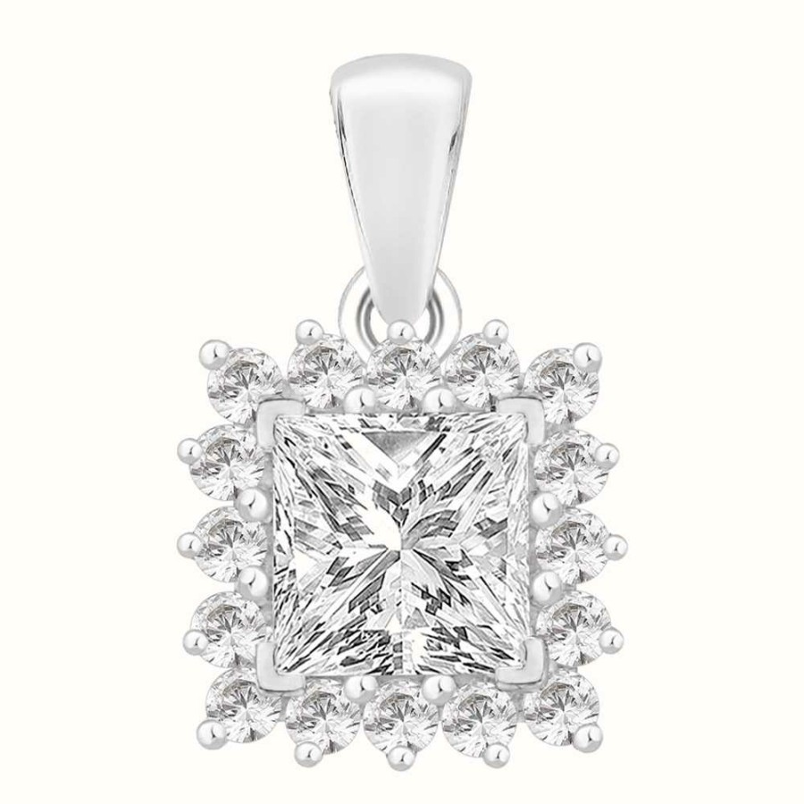 Jewelry Perfection Crystals | Perfection Crystals Princess Cut Pendant With Surround (1.15Ct)