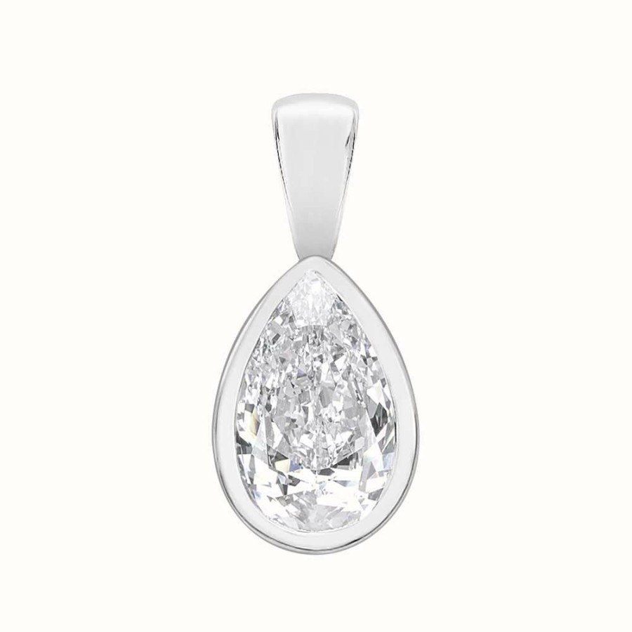 Jewelry Perfection Crystals | Perfection Crystals Single Stone Rubover Pear Cut Pendant (0.75Ct)