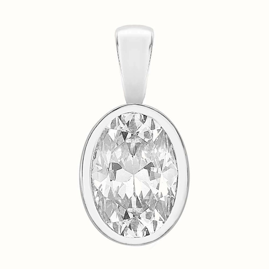 Jewelry Perfection Crystals | Perfection Crystals Single Stone Rubover Oval Cut Pendant (1.25Ct)