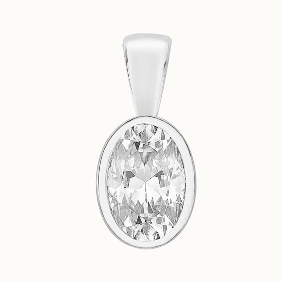 Jewelry Perfection Crystals | Perfection Crystals Single Stone Rubover Oval Cut Pendant (0.50Ct)