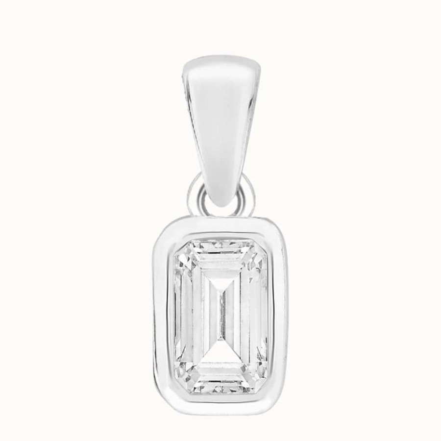 Jewelry Perfection Crystals | Perfection Crystals Single Stone Rubover Emerald Pendant (1.00Ct)