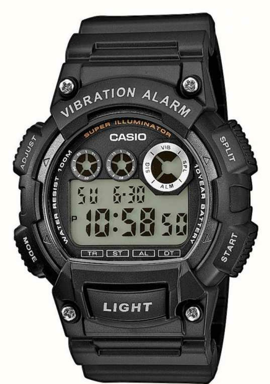 Men'S Casio | Casio Men'S Black Resin Strap Vibration Alarm Watch