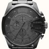 Men'S Diesel | Diesel Men'S Mega Chief Black Steel Watch