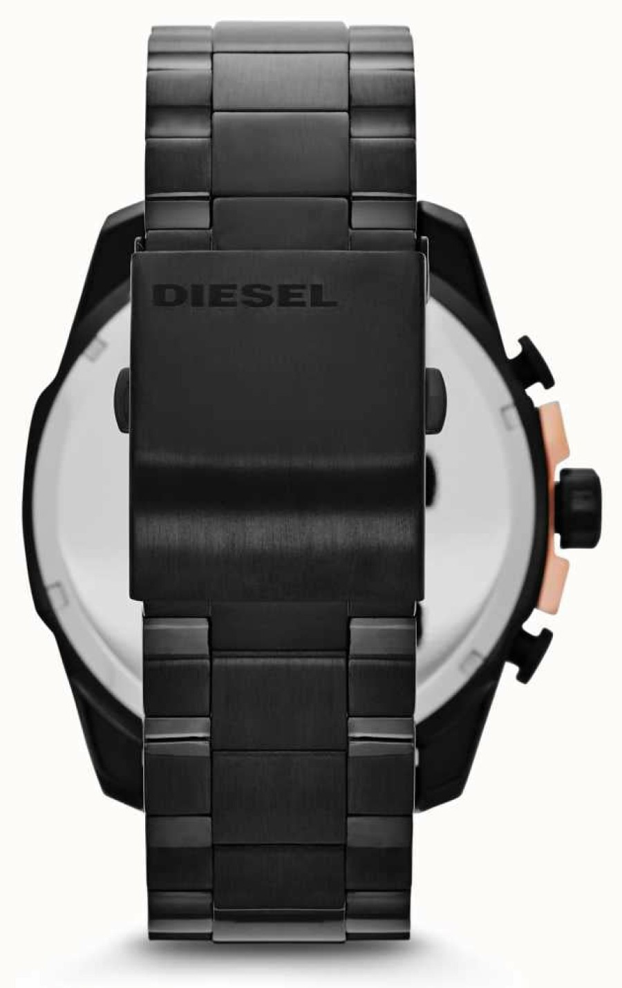 Men'S Diesel | Diesel Men'S Mega Chief Black Ion Plate & Rose Gold Watch