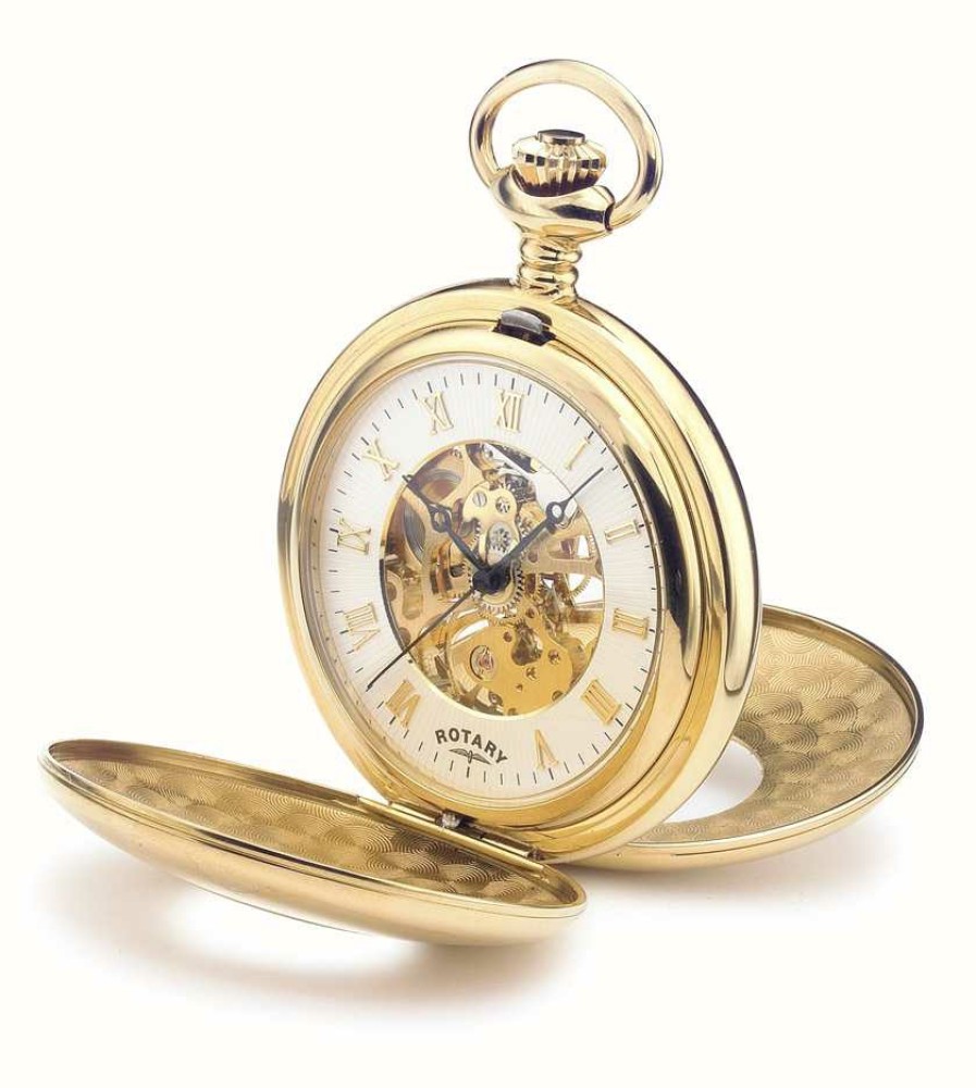 Men'S Rotary | Rotary Men'S Mechanical Pocket Watch Including Chain