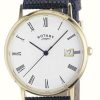 Men'S Rotary | Rotary 9Ct Gold Case (33Mm) White Dial / Black Leather