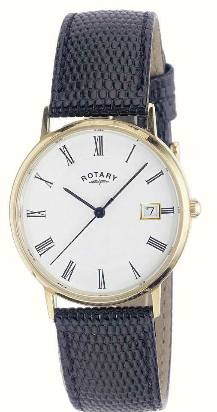 Men'S Rotary | Rotary 9Ct Gold Case (33Mm) White Dial / Black Leather